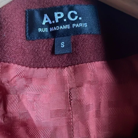 A.P.C. 100% Wool Double Breasted Coat Jacket - Picture 3 of 4